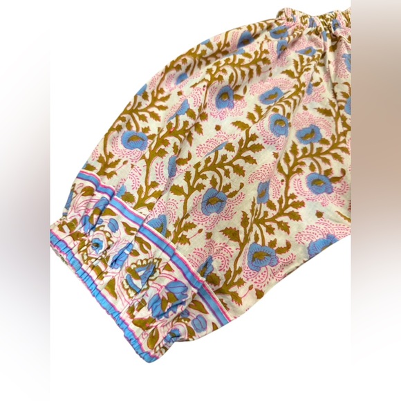 SZ Blockprints Essa Print Tracy Top in Camel Made In India Size Small - Picture 5 of 12